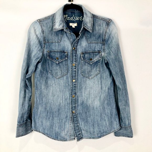 Madewell Tops - Madewell Willow Wash Western Denim Shirt Size S